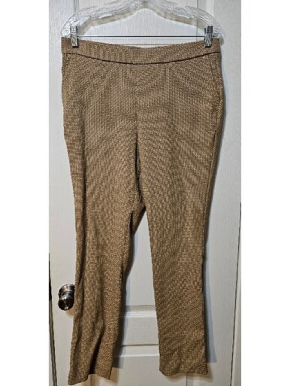 Anne Klein Plaid Dress Pants L Soft Vanilla